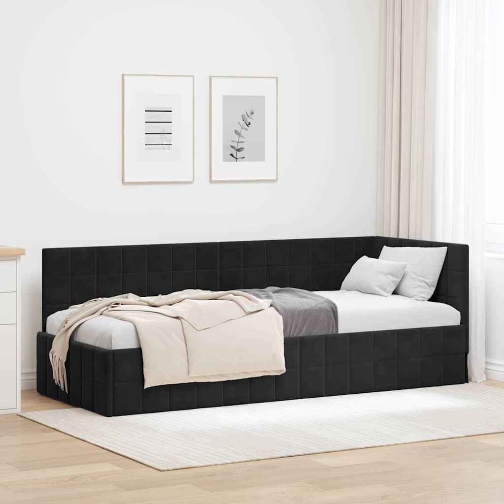 Hörn Sängram med huvudgavel Svart 80 cm x 200 cm Sammet
