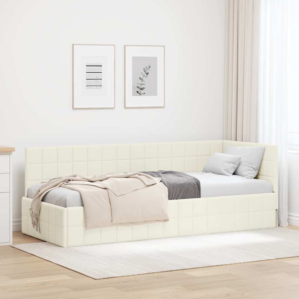 Hörn Sängram med huvudgavel Kräm 80 cm x 200 cm Sammet