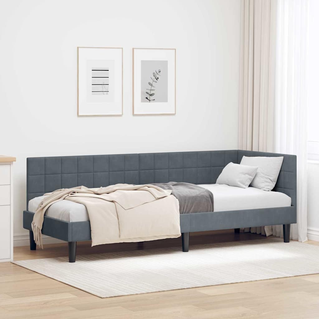 Hörn Sängram med huvudgavel Mörkgrå 80 cm x 200 cm Sammet