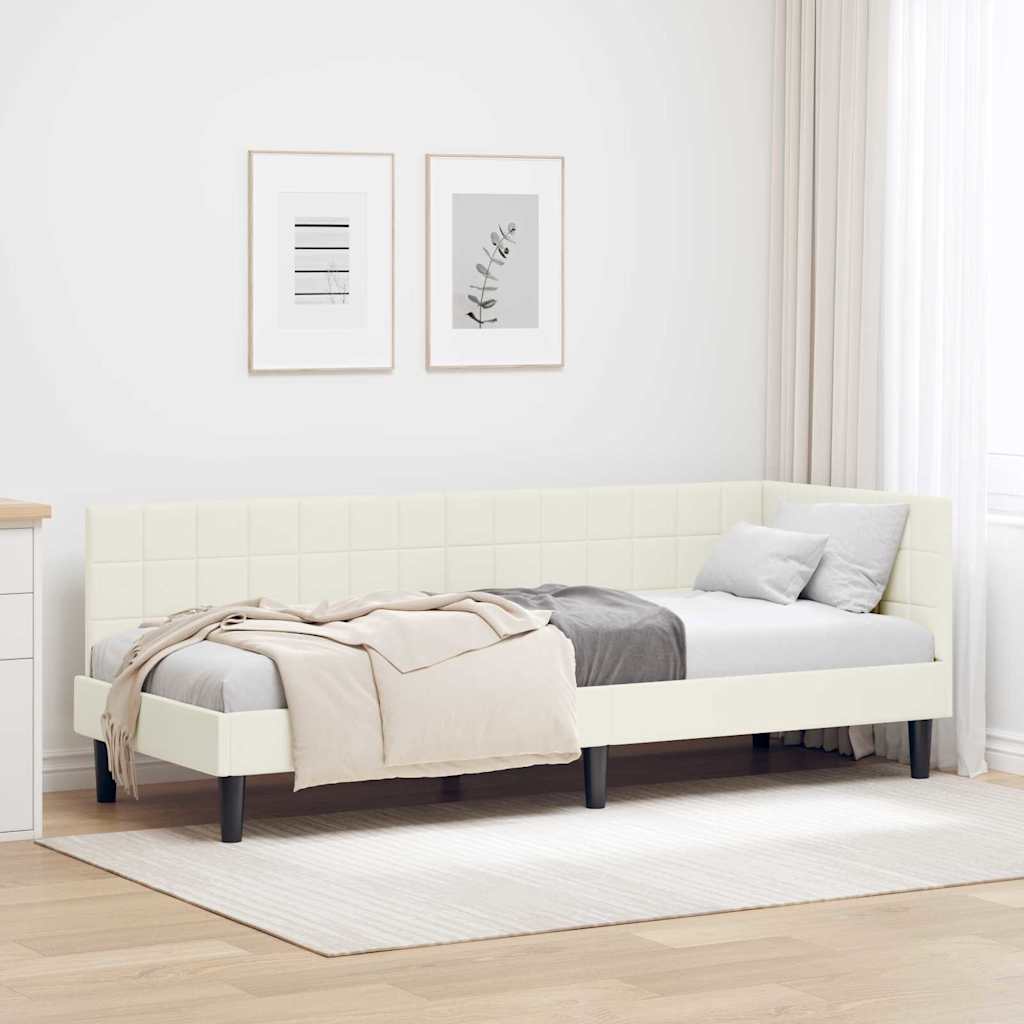 Hörn Sängram med huvudgavel Kräm 80 cm x 200 cm Sammet