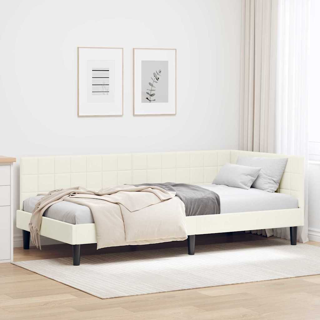 Hörn Sängram med huvudgavel Kräm 100 cm x 200 cm Sammet