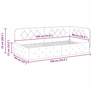 Hörn Sängram med huvudgavel Taupe 90 x 190 cm tyg