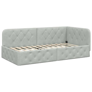 Hörn Sängram med huvudgavel Ljusgrå 90 x 190 cm Sammet