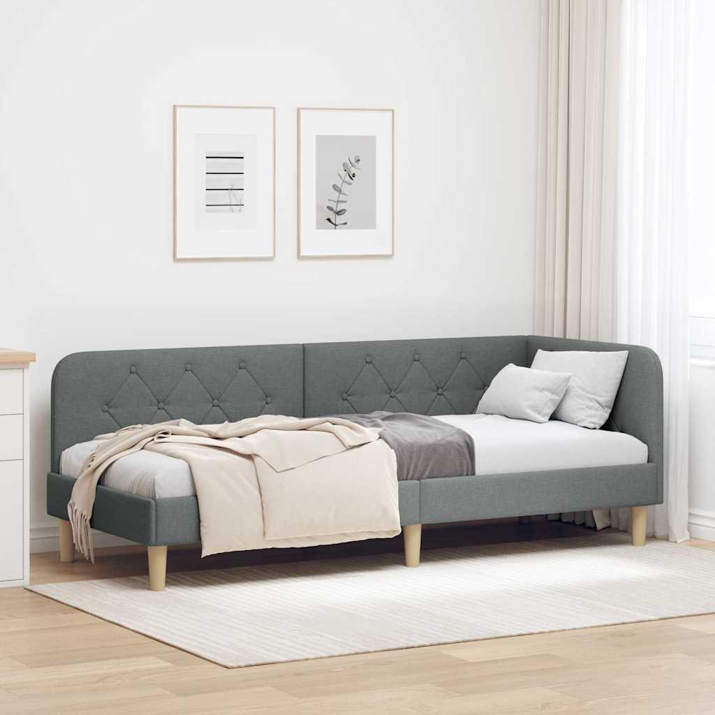 Hörn Sängram Mörkgrå 80 x 200 cm tyg