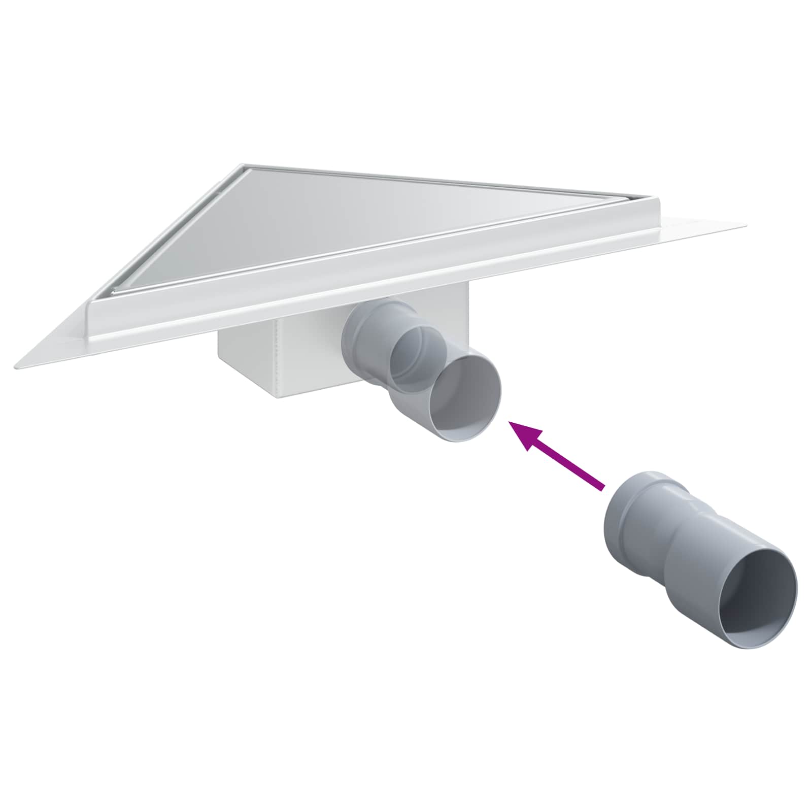 2 i 1 Triangelduschavlopp Silver 25 x 25 cm Rostfritt Stål 304