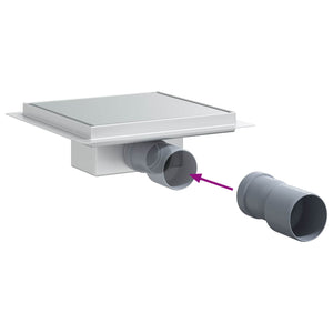 2 i 1 duschavlopp Silver 20 x 20 cm Rostfritt Stål 304