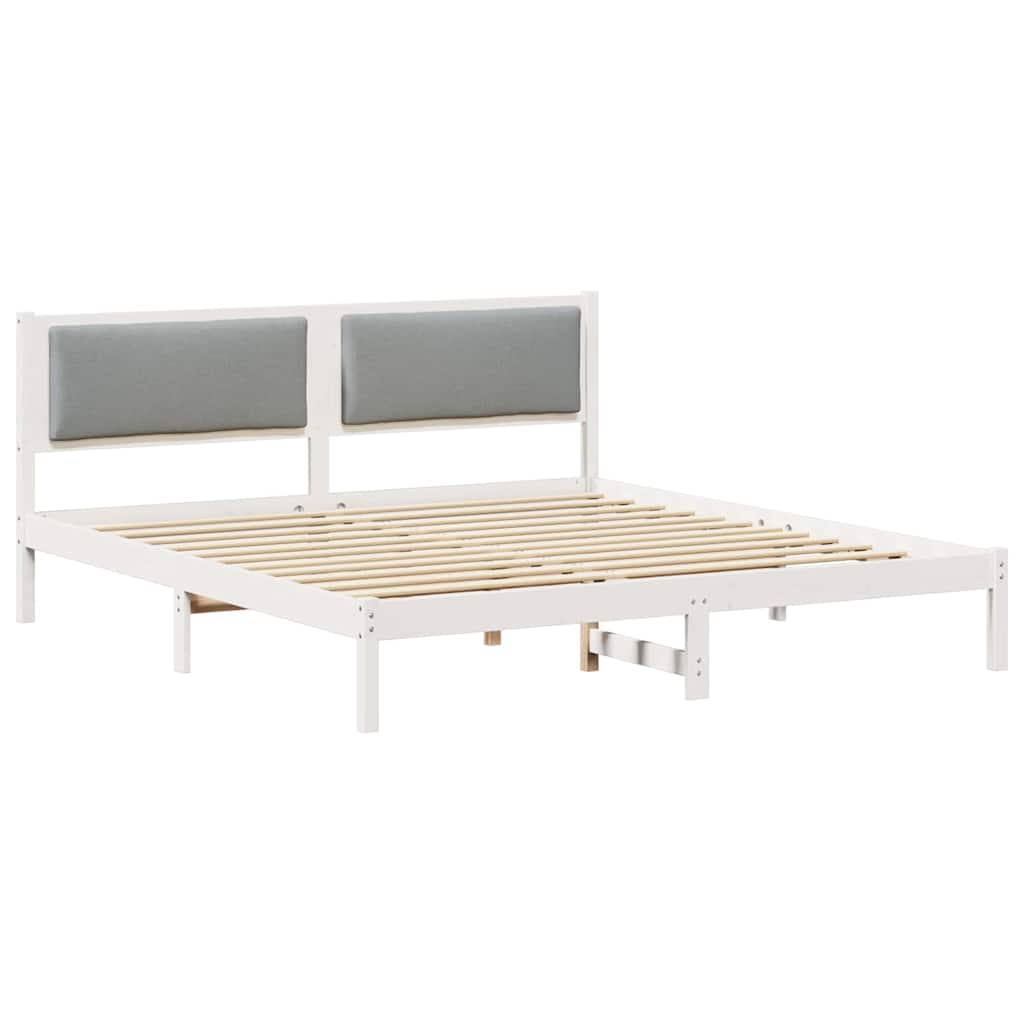Sängram med huvudgavel Ljusgrå 200 x 200 cm Massiv furu