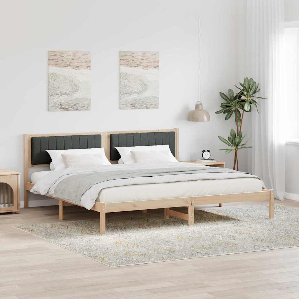Sängram med huvudgavel Mörkgrå 200 x 200 cm Massiv furu