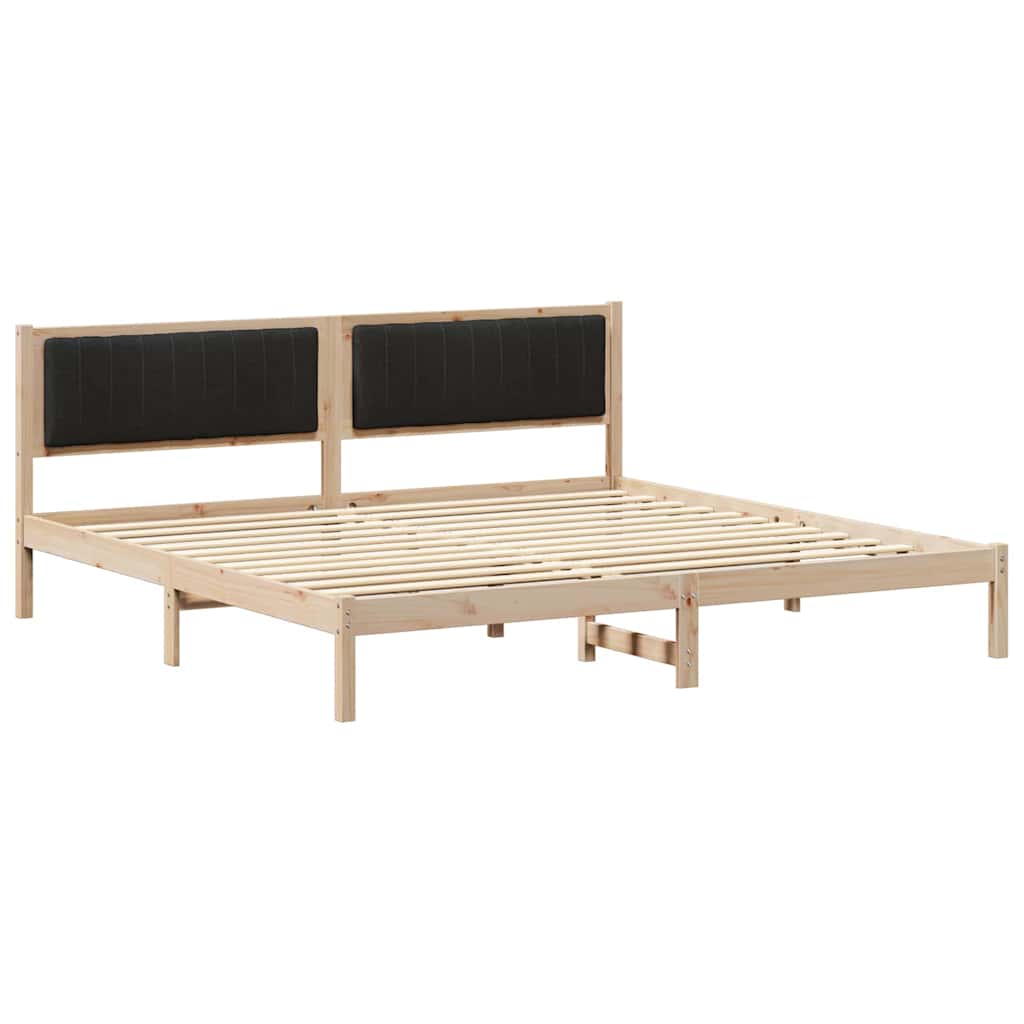 Sängram med huvudgavel Svart 200 x 200 cm Massiv furu