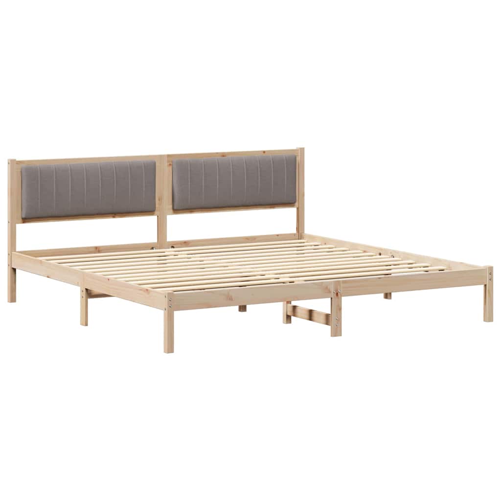 Sängram med huvudgavel Taupe 200 x 200 cm Massiv furu