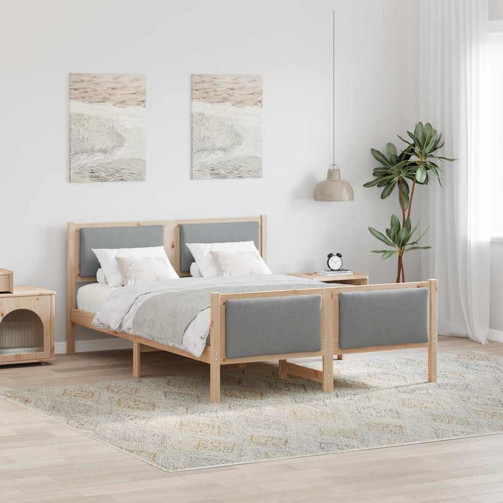Sängram med huvudgavel Ljusgrå 140 x 200 cm tyg