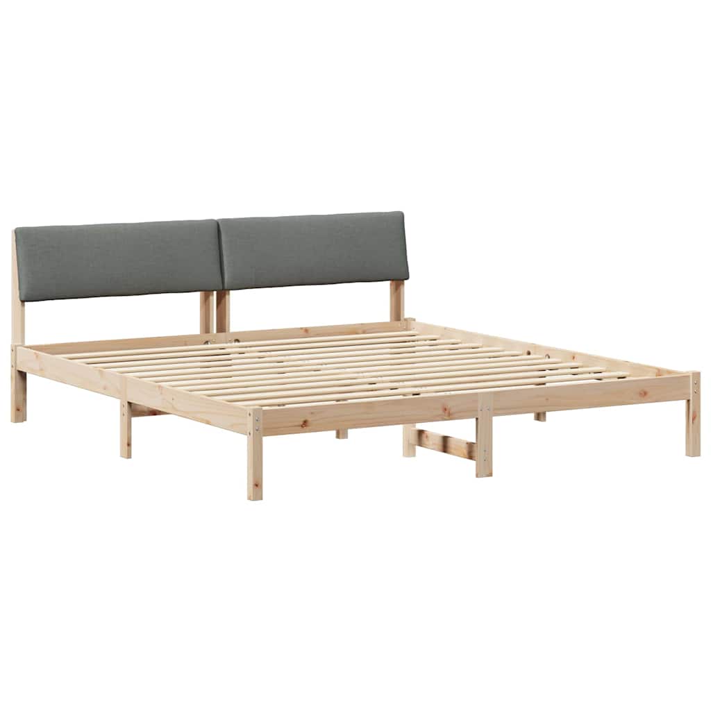 Sängram brun och mörkgrå 200 x 200 cm Massiv furu