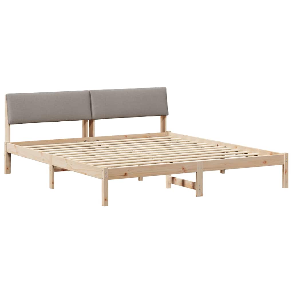 Sängram med huvudgavel Brun och taupe 200 x 200 cm Massiv furu