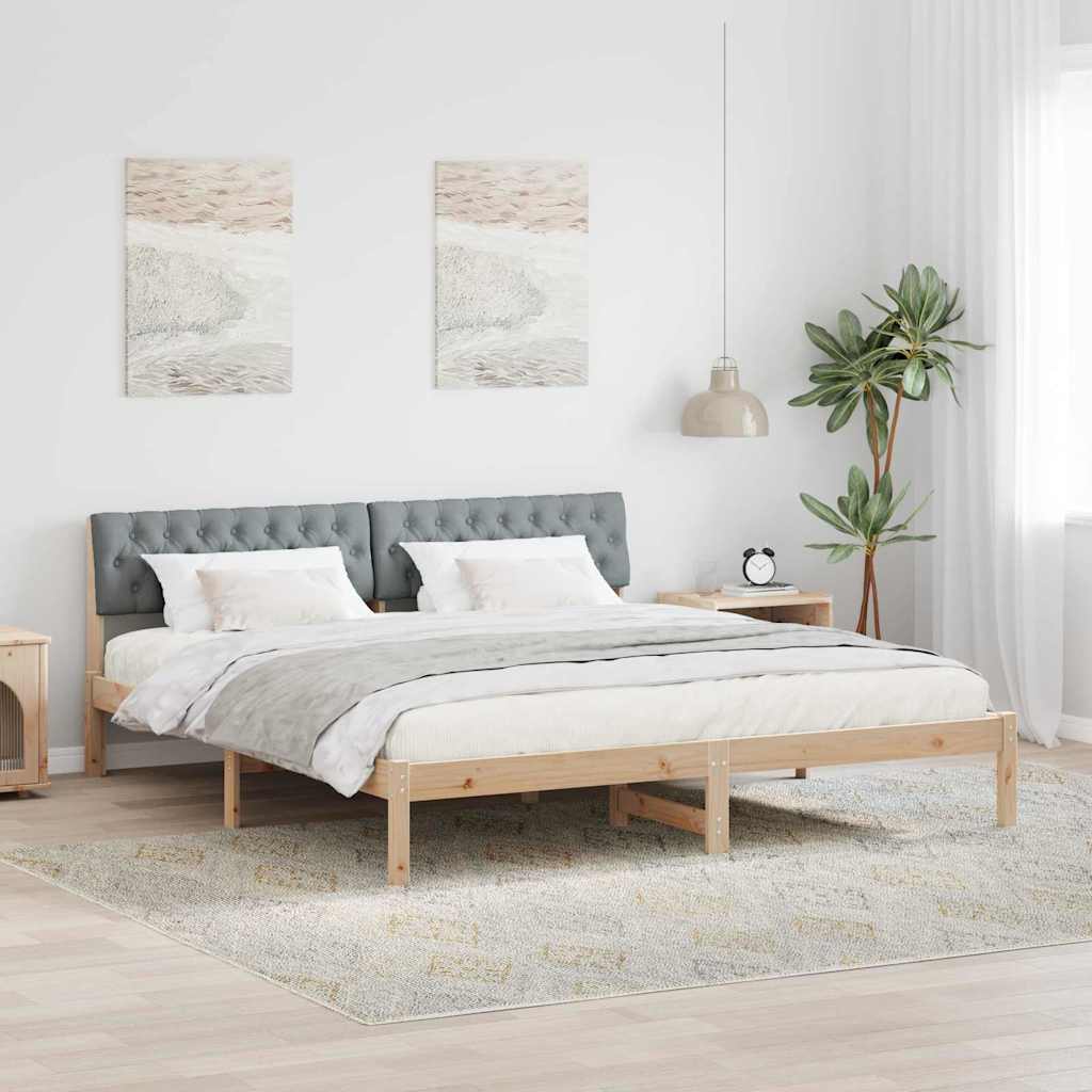 Sängram Brun och ljusgrå 180 x 200 cm Massiv furu