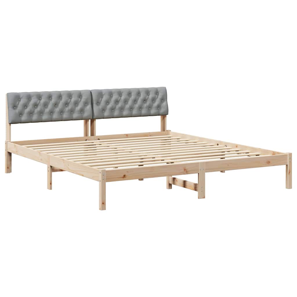 Sängram Brun och ljusgrå 180 x 200 cm Massiv furu