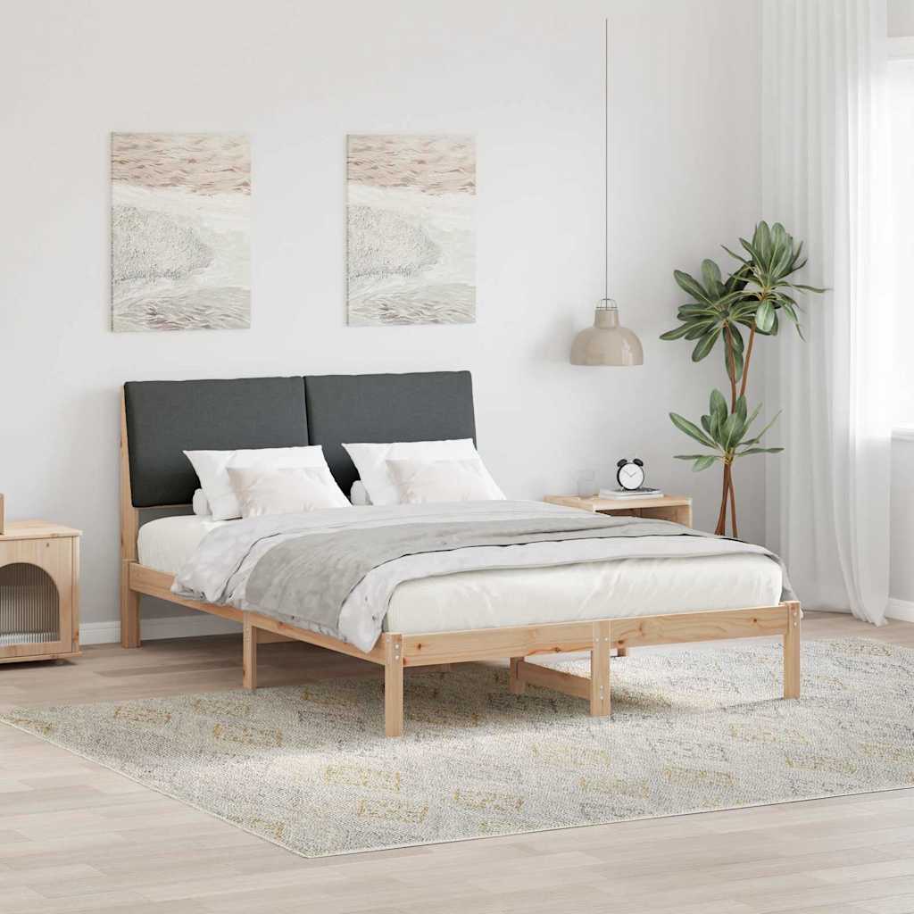 Sängram brun och mörkgrå 160 x 200 cm Massiv furu