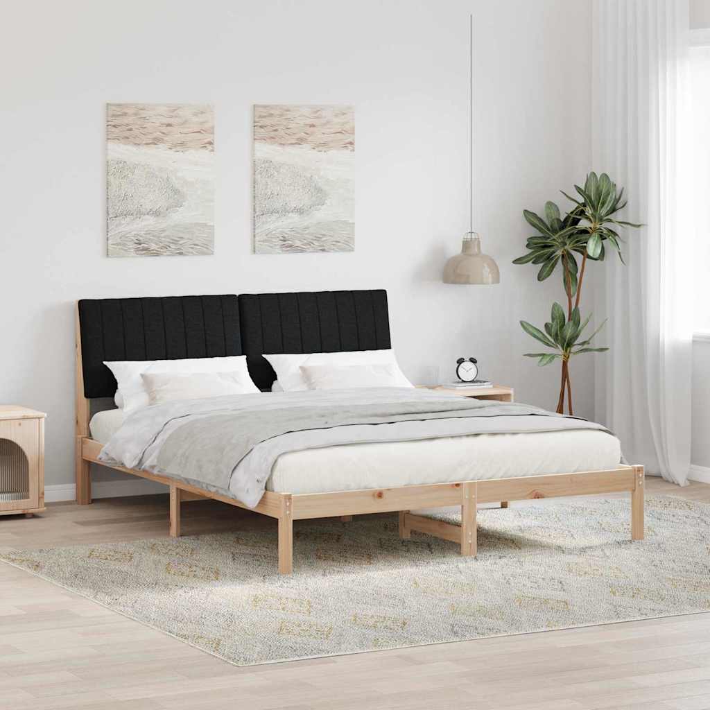 Sängram med huvudgavel Brun 150 x 200 cm Massiv furu