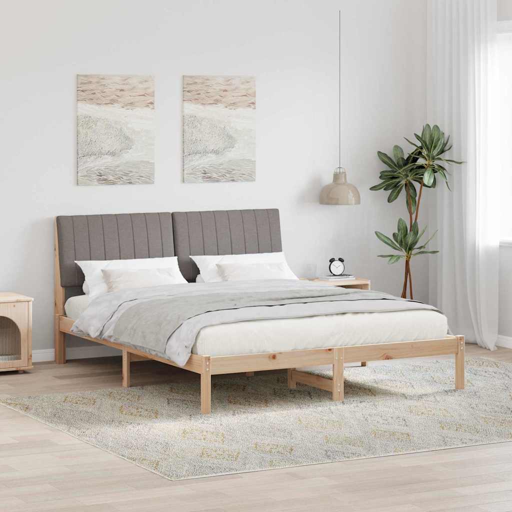 Sängram med huvudgavel Brun 150 x 200 cm Massiv furu