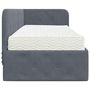 Hörn Sängram med madrass Mörkgrå 80 x 200 cm Sammet