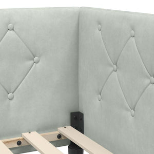 Hörn Sängram med madrass Ljusgrå 100 x 200 cm Sammet