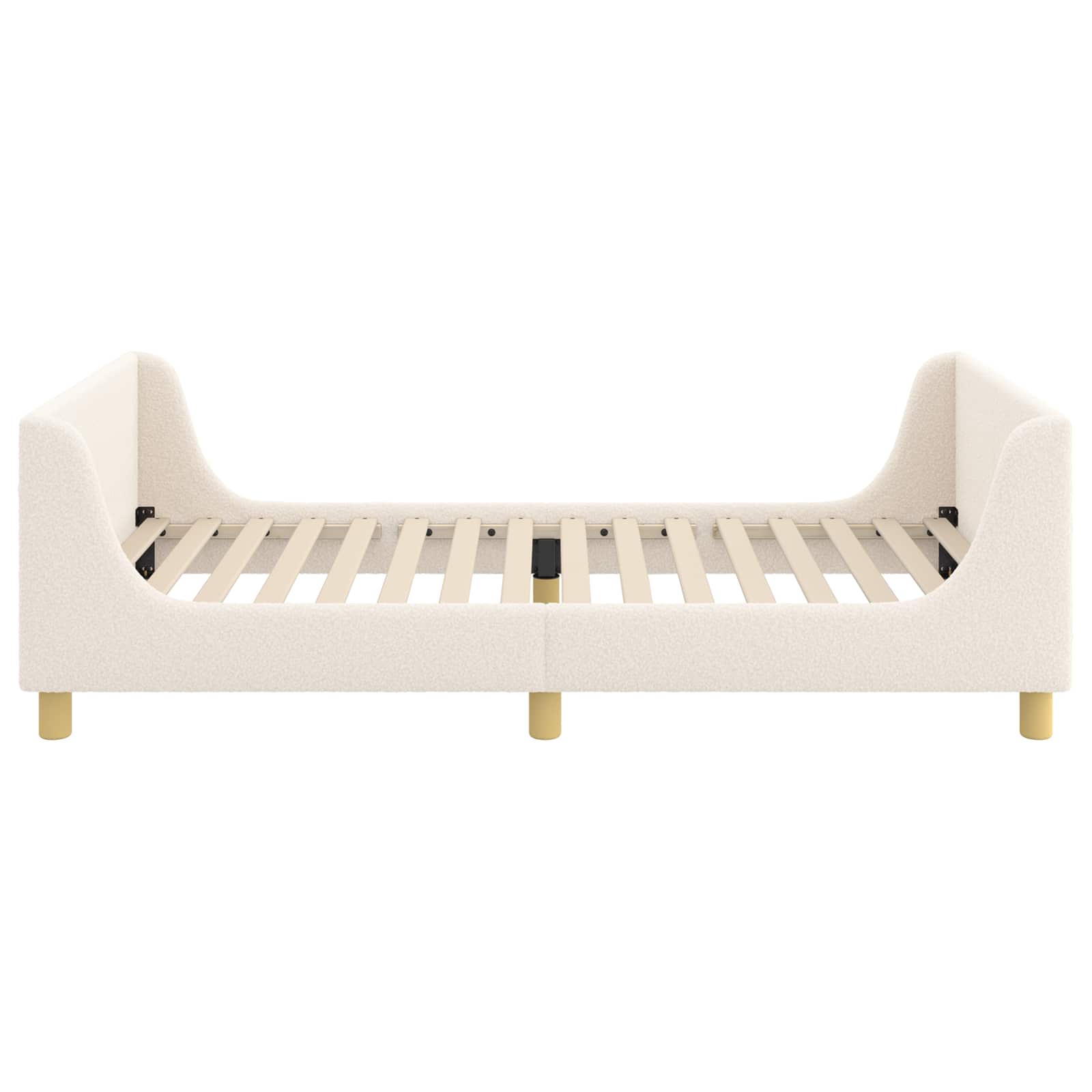 Barnsängram med sänggavel Kräm 90 x 200 cm Sjöfåls tyg