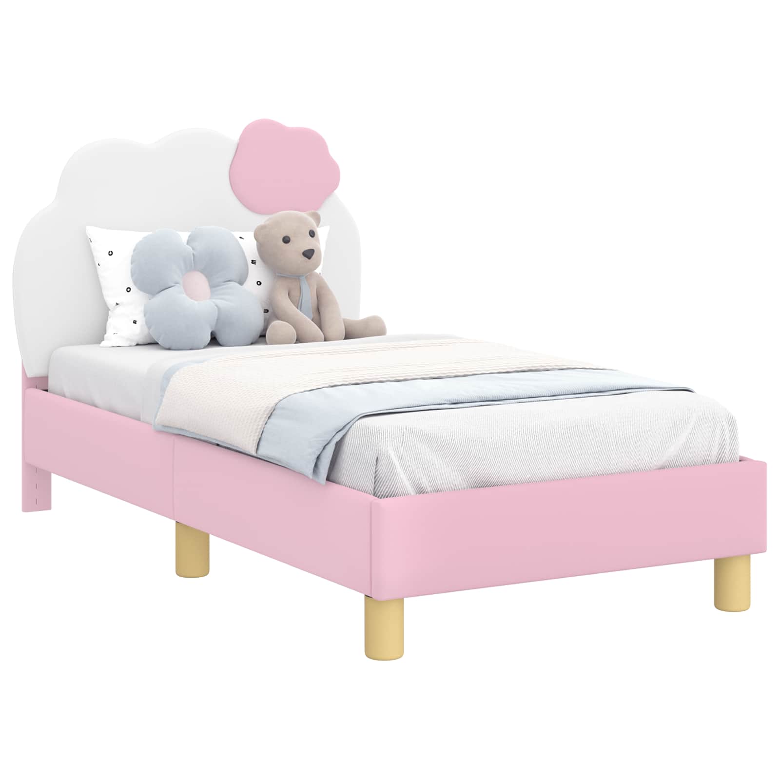 Sängram för småbarn med huvudgavel Rosa 70 x 140 cm PU
