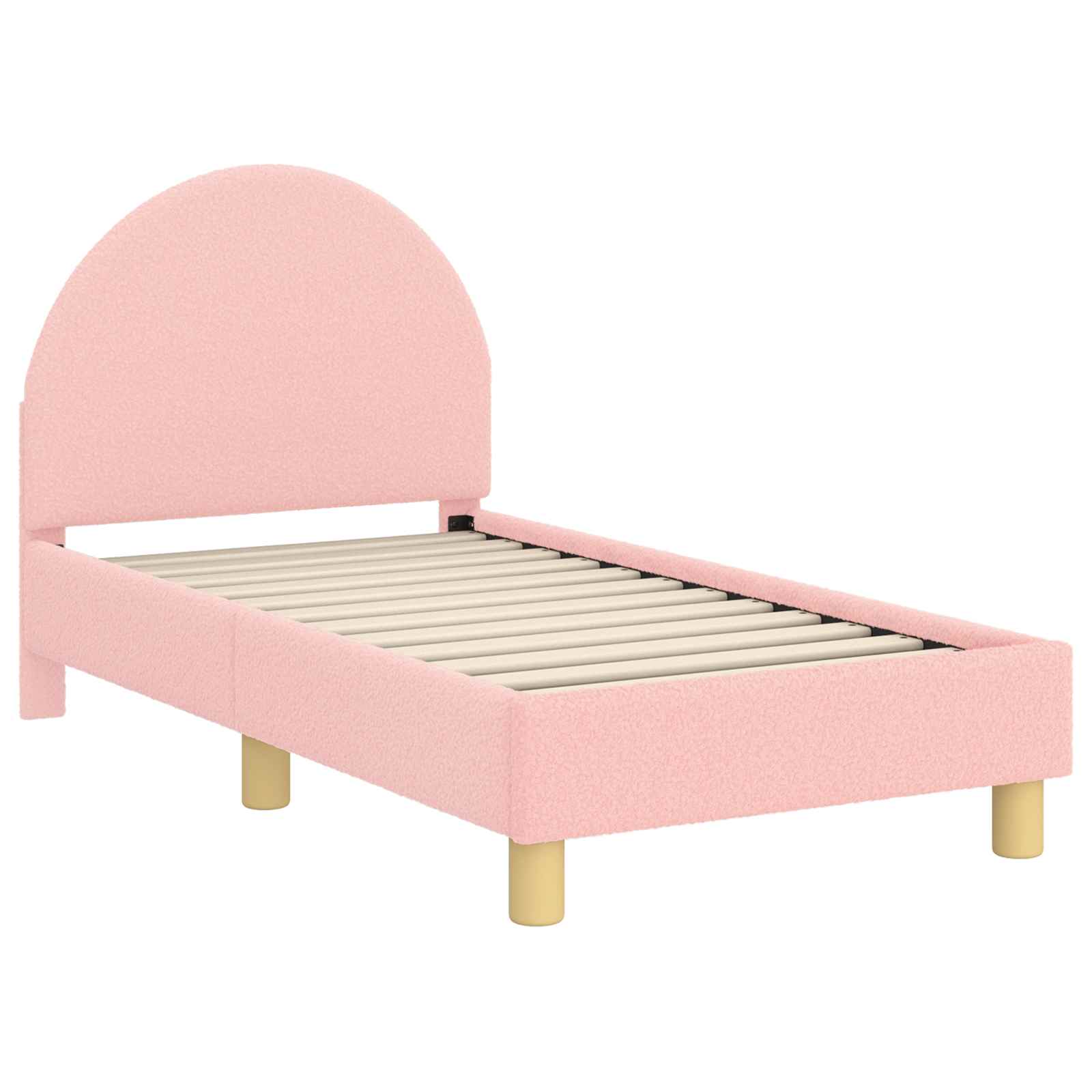 Sängram för småbarn med huvudgavel Rosa 70 x 140 cm Bouclé