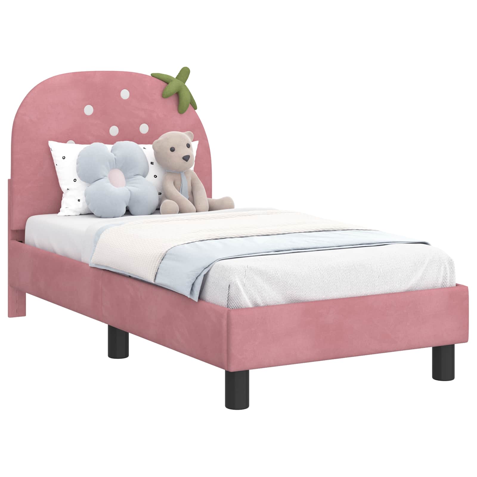 Sängram för småbarn med huvudgavel Rosa 70 x 140 cm Sammet