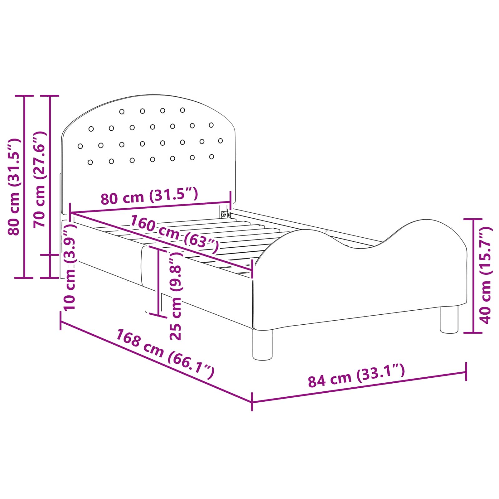 Barnsängram med sänggavel Ljusgrå 80 x 160 cm Sammet