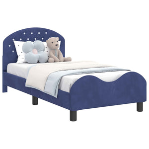 Barnsängram med sänggavel Polisblå 80 x 160 cm Sammet