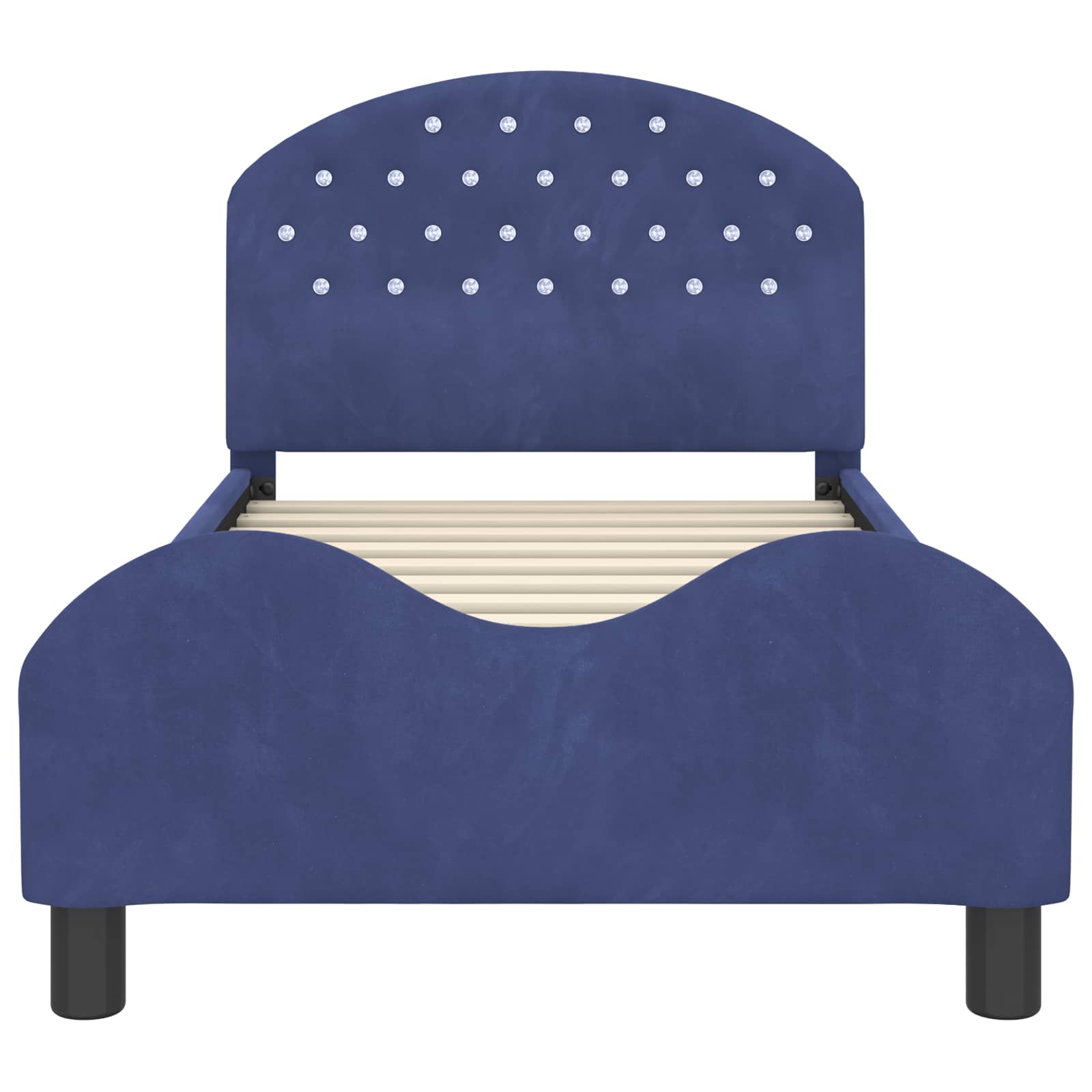 Barnsängram med sänggavel Polisblå 80 x 160 cm Sammet