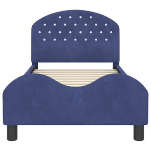 Barnsängram med sänggavel Polisblå 80 x 160 cm Sammet