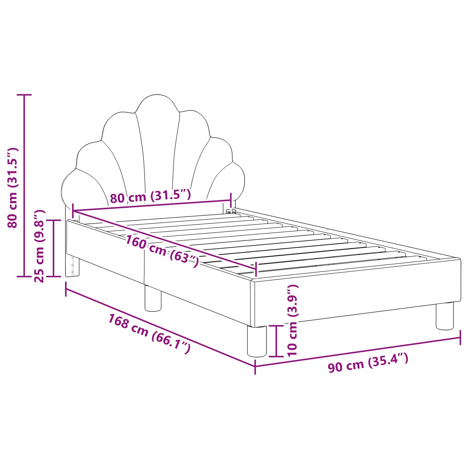 Barnsängram med sänggavel Havgrön 80 x 160 cm Sammet