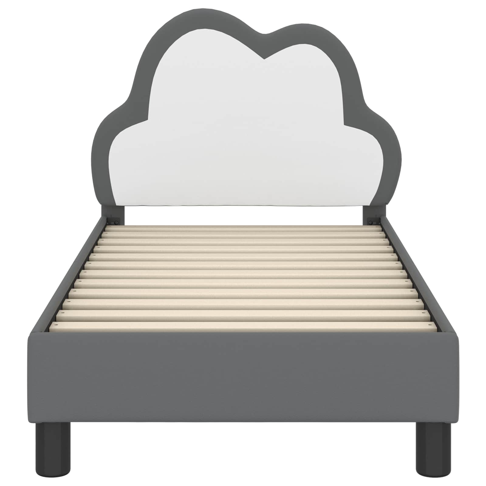 Sängram för småbarn med huvudgavel Ljusgrå 70 x 140 cm PU