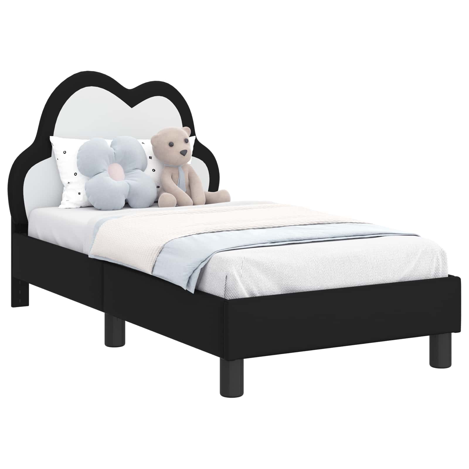 Sängram för småbarn med huvudgavel Svart 70 x 140 cm PU