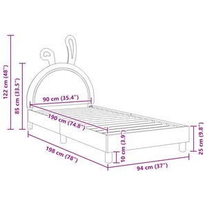 Barnsängram med sänggavel med huvudgavel Vit 90 x 190 cm PU