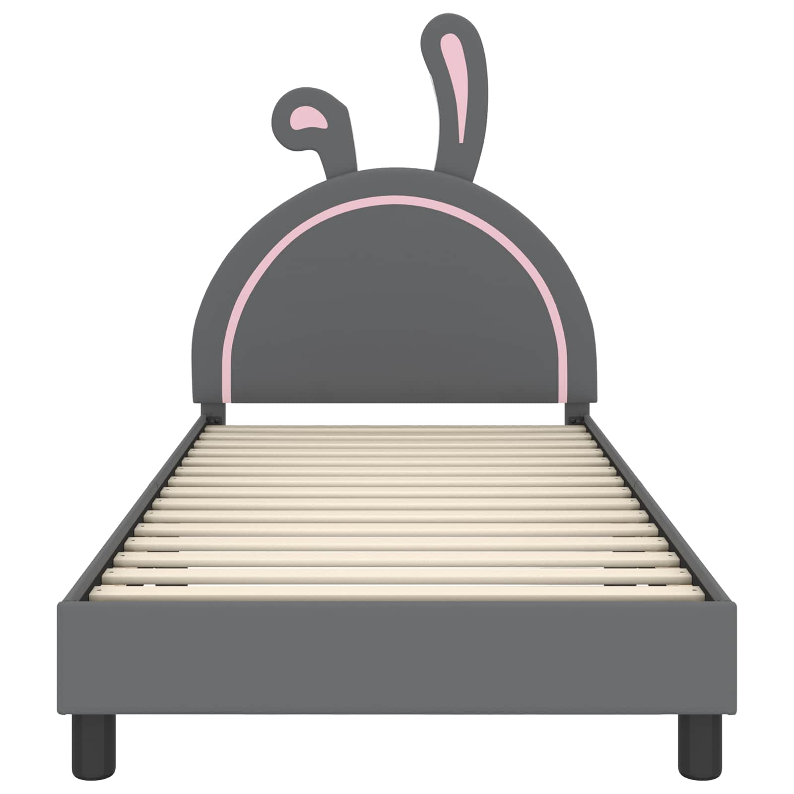 Barnsängram med sänggavel med huvudgavel Ljusgrå 90 x 190 cm PU