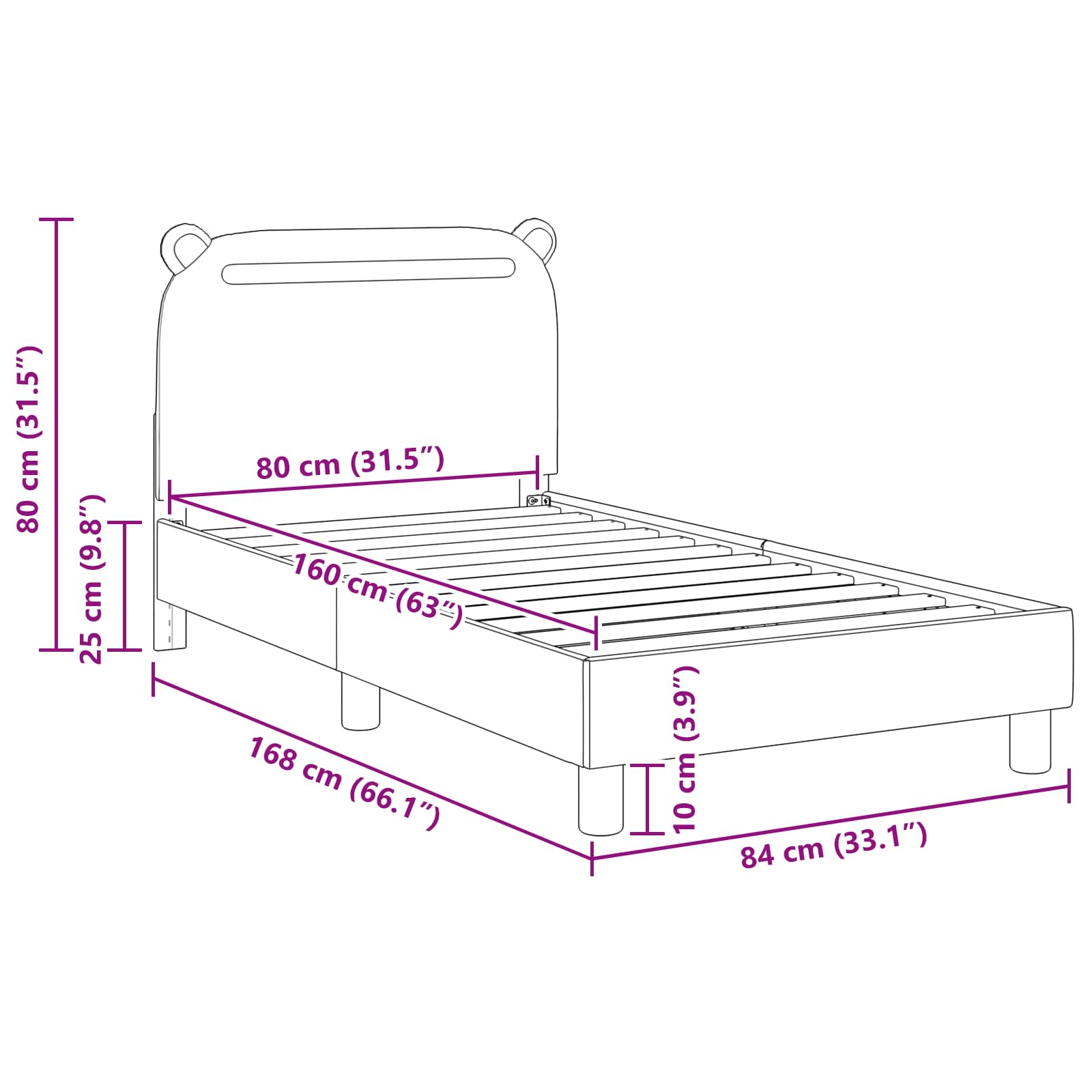 Barnsängram med sänggavel Ljusgrå 80 x 160 cm tyg