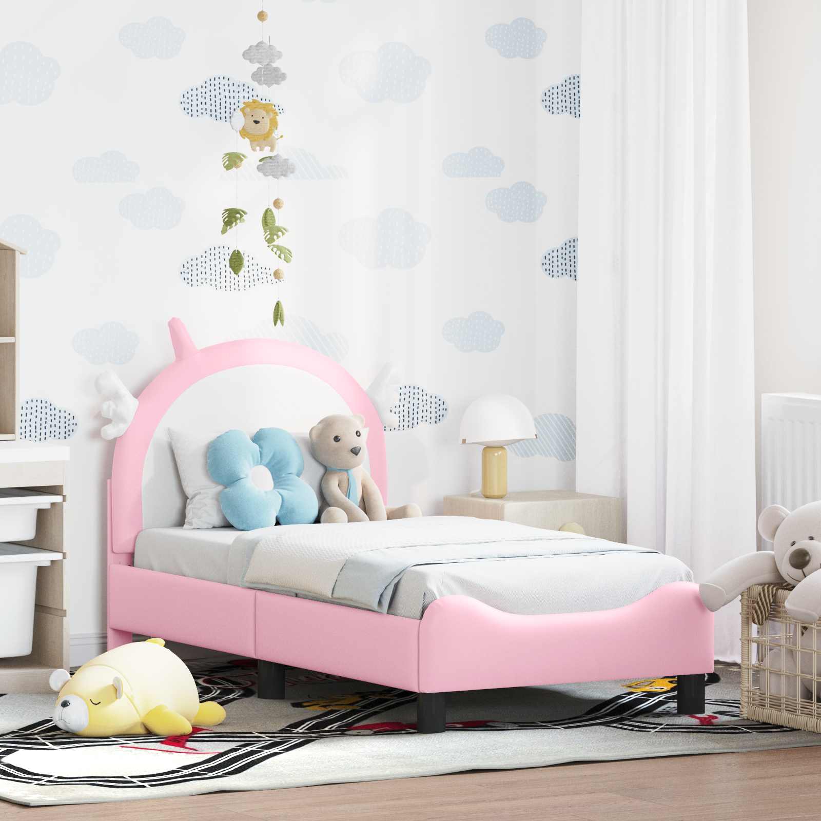 Sängram för småbarn med huvudgavel Rosa 70 x 140 cm PU