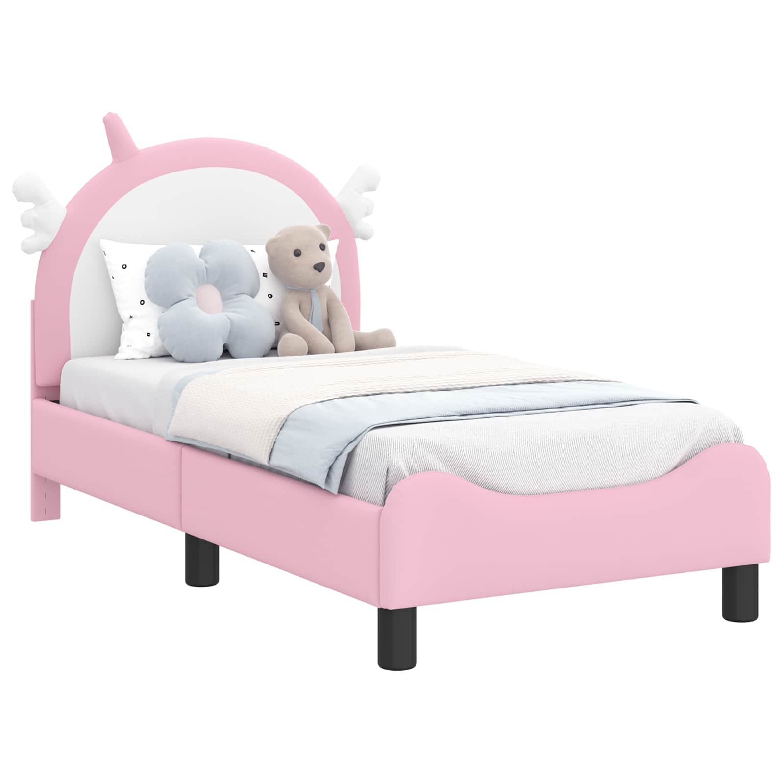 Sängram för småbarn med huvudgavel Rosa 70 x 140 cm PU