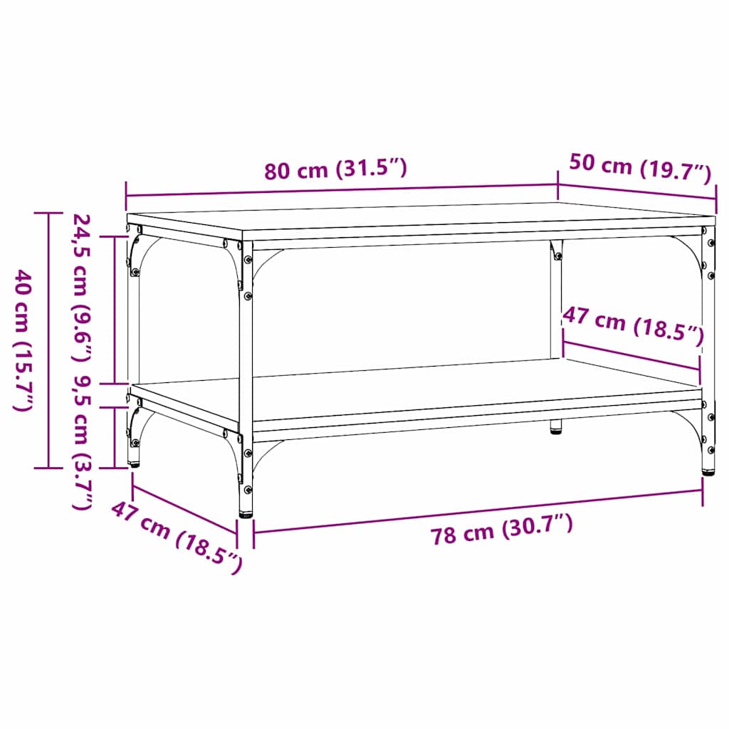 Kaffeebord Svart Ek 81 x 50 x 40 cm Konstruerat trä