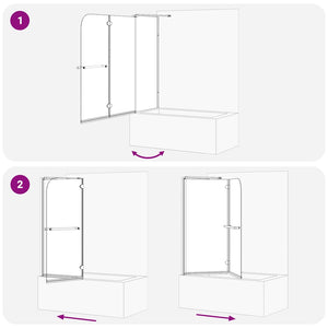 Dubbelfållad duschavskiljare Mörk transparent 120 x 67 x 129 cm
