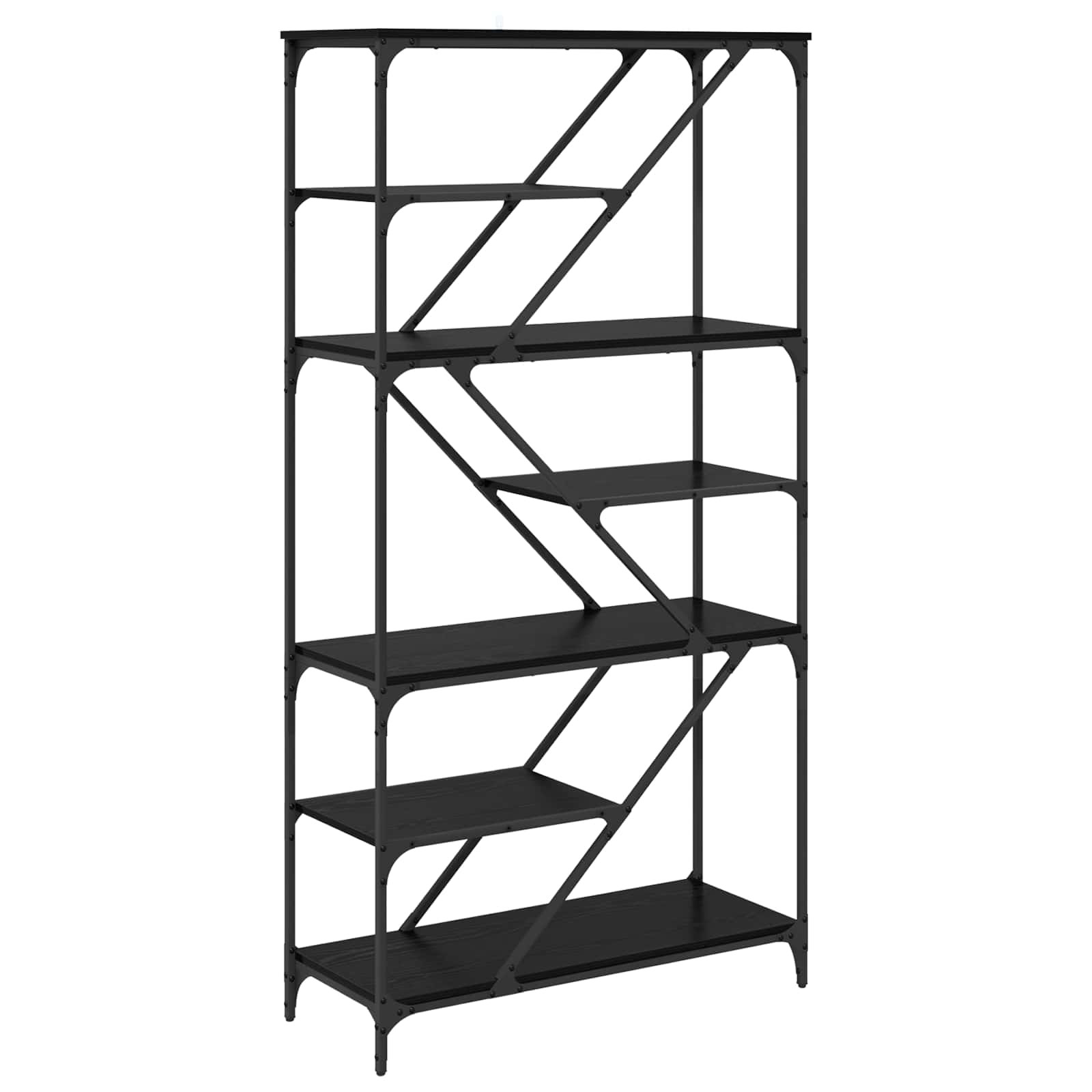 Hyllsystem 9 nivåer 91 x 36 x 176 cm Konstruerat trä Svart Ek