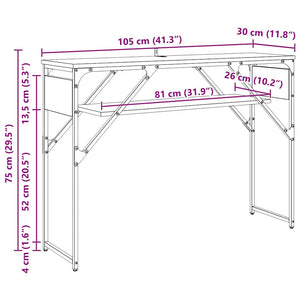 Konsolbord Svart Ek 105x30x75cm Konstruerat trä