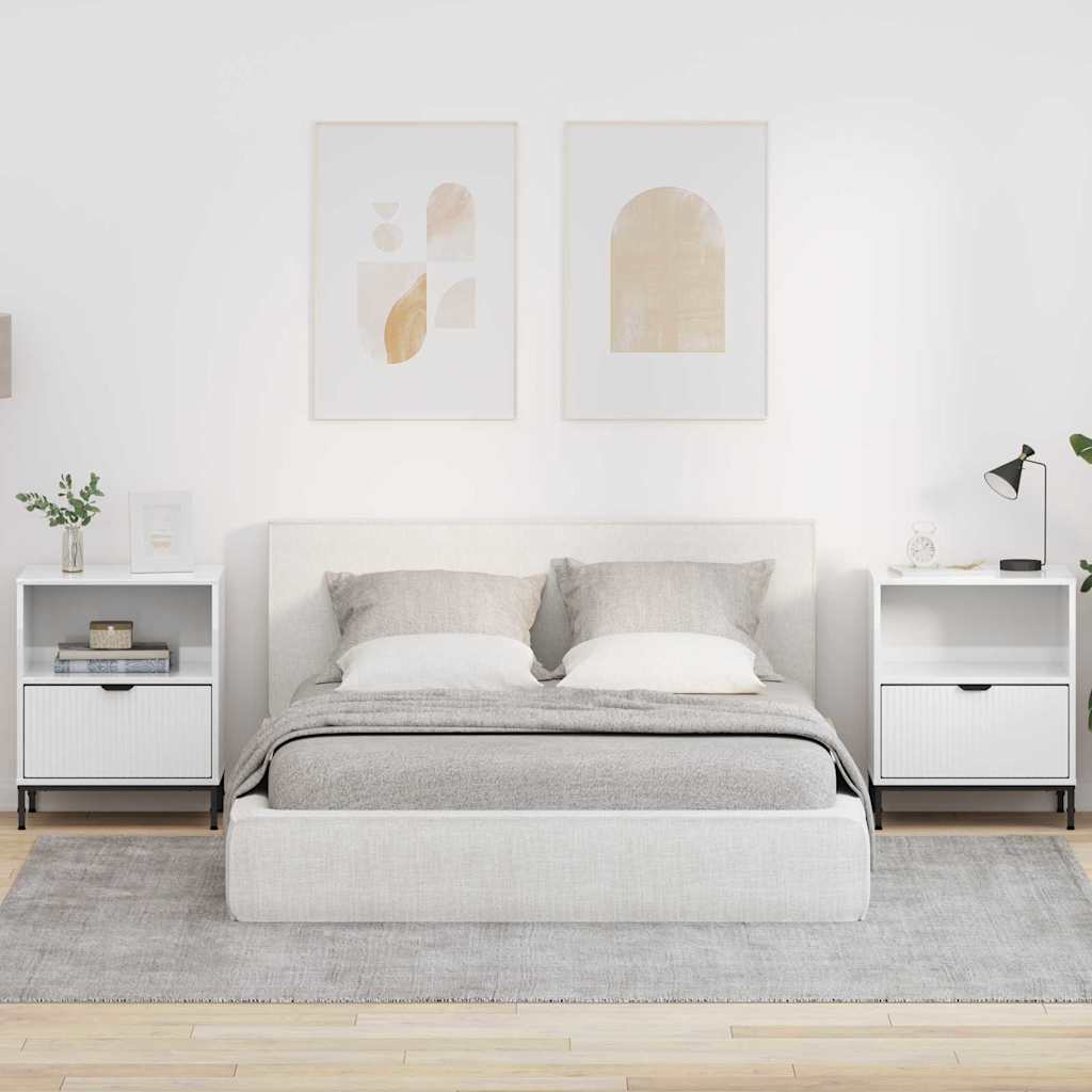 Sängbord 2 pcs Vit högglans 49 x 36 x 61 cm Konstruerat trä