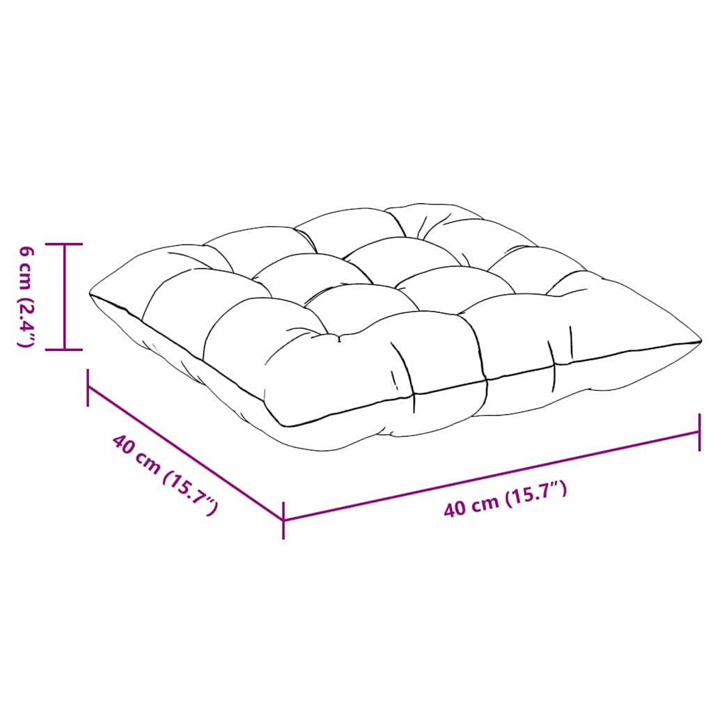 Sittkuddar 2 pcs Vit 40 x 40 x 6 cm tyg