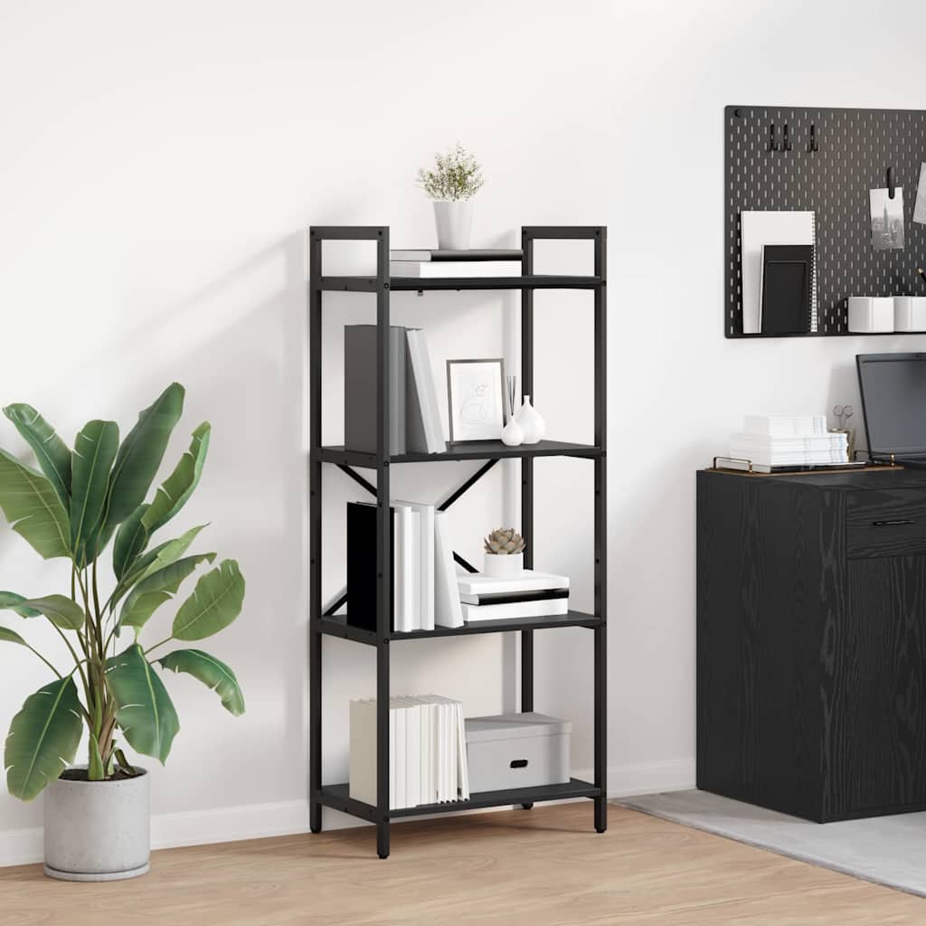 Hyllsystem 4 nivåer 56 x 34 x 133,5 cm Konstruerat trä Svart Ek