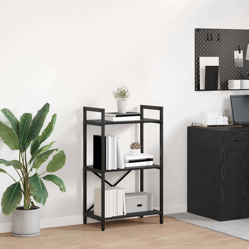 Hyllsystem 3 nivåer 56 x 34 x 96 cm Konstruerat trä Svart Ek