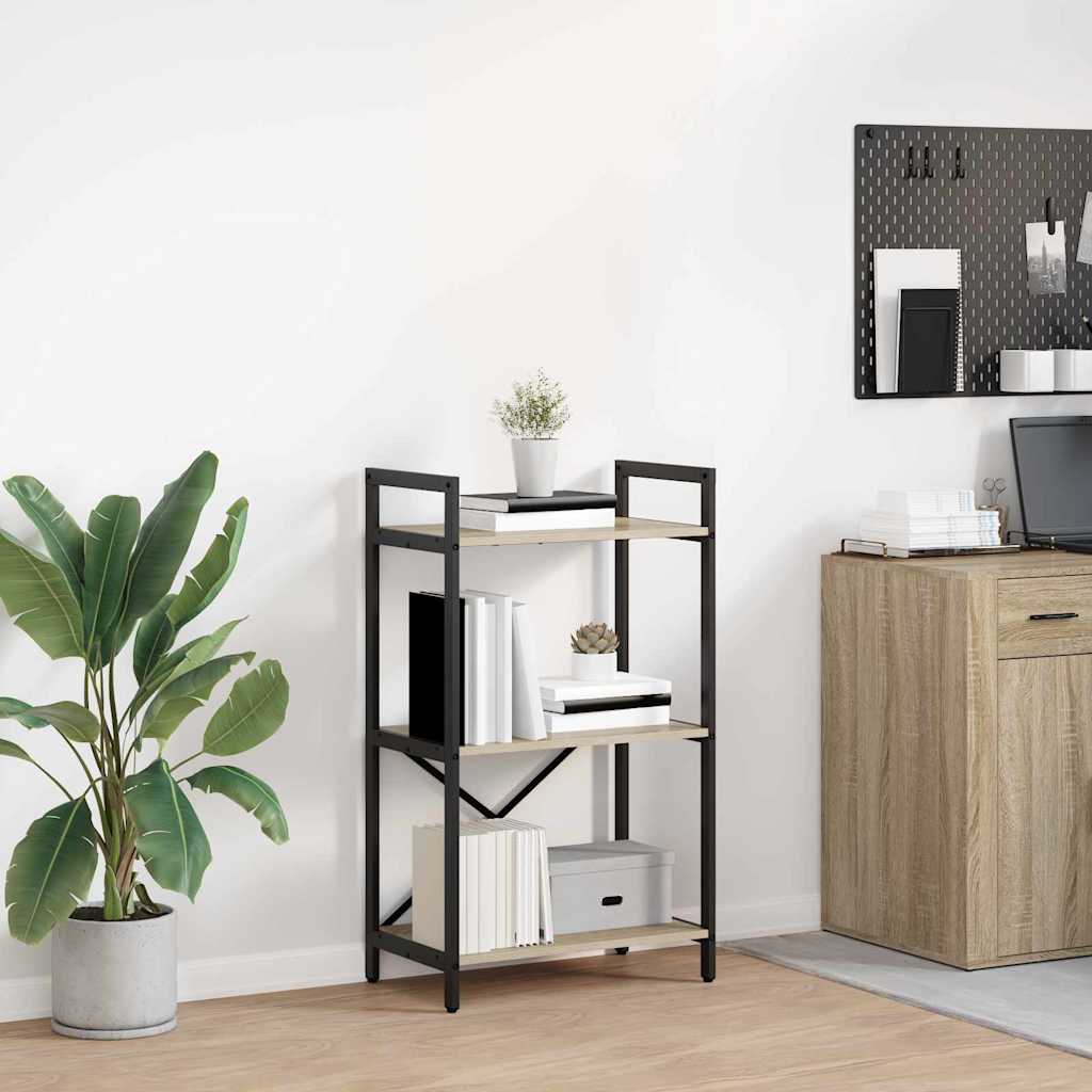 Hyllsystem 3 nivåer 56 x 34 x 96 cm Konstruerat trä Sonoma-ek