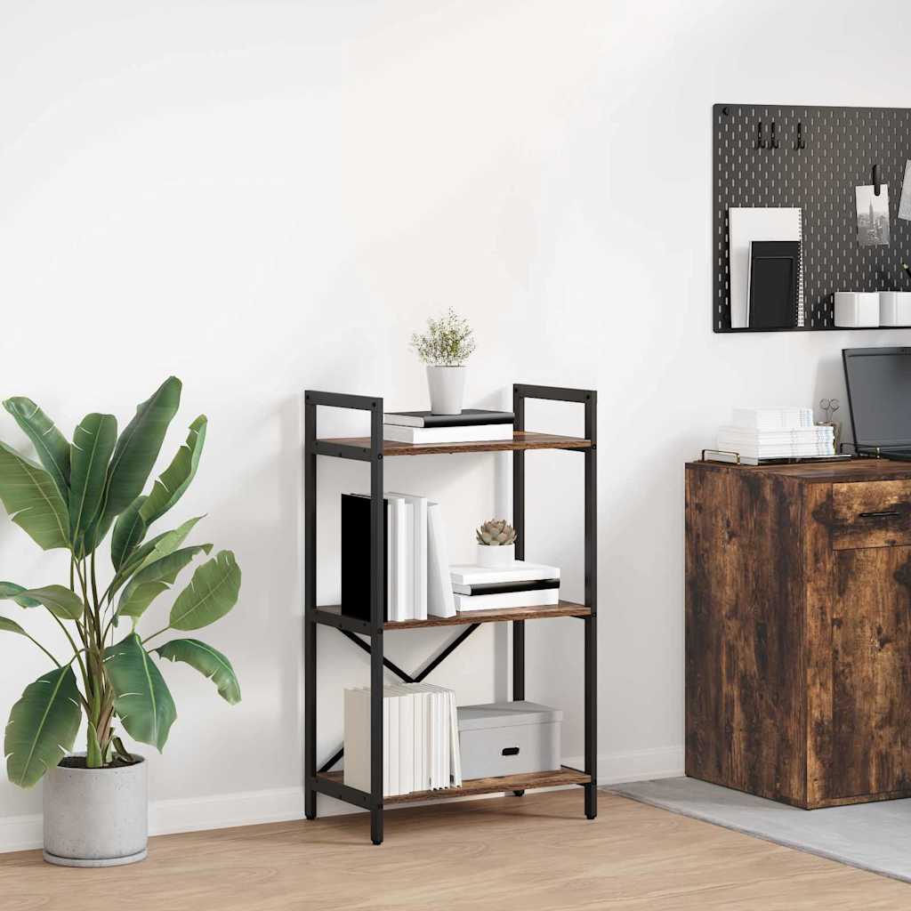 Hyllsystem 3 nivåer 56 x 34 x 96 cm Konstruerat trä Rökt ek